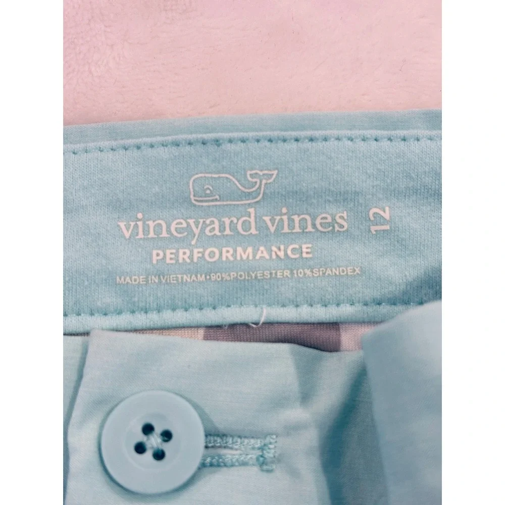 Vineyard Vines Performance Shorts Boys 12 Aqua Blue Stretch Golf Chino